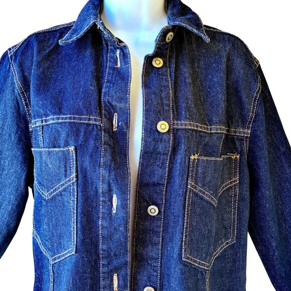 Zara Button Front Long Sleeve Collared Jean Jacket Blue Womens Extra Small XS - Picture 8 of 15